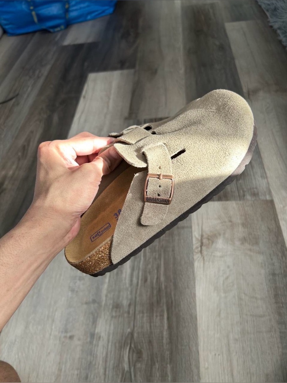 BIRKENSTOCK Boston taupe suede mule clogs